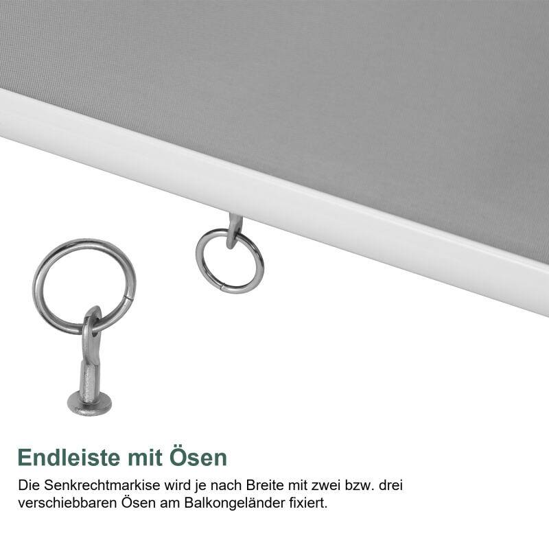 Senkrechtmarkise Vertikalmarkise für Terrasse Balkon Seitenrollo Sichtschutz Sonnenschutz UV-Beständig Grau 180x240cm
