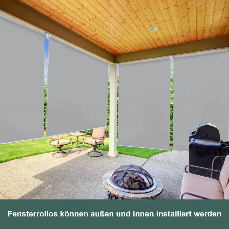 Senkrechtmarkise Vertikalmarkise für Terrasse Balkon Seitenrollo Sichtschutz Sonnenschutz UV-Beständig Grau 140x240cm