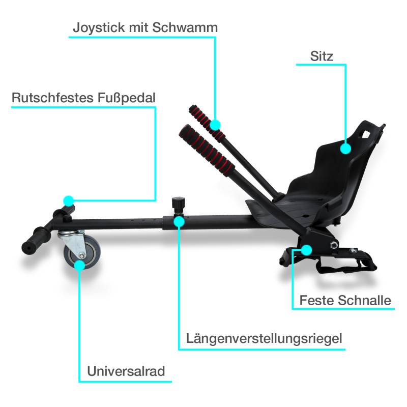 Hoverboard Sitz Hoverkart Sitzscooter für 6,5, 8,5 und 10 Zoll Hoverboards Kart-Erweiterung E-Scooter