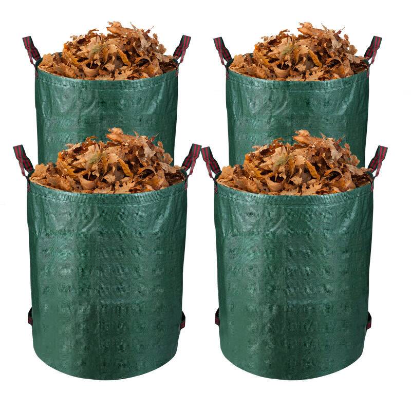 4X Gartensack Laubsack Gartenabfallsack XXL Garten Tasche Rasensack mit Griffen 272L - Grün