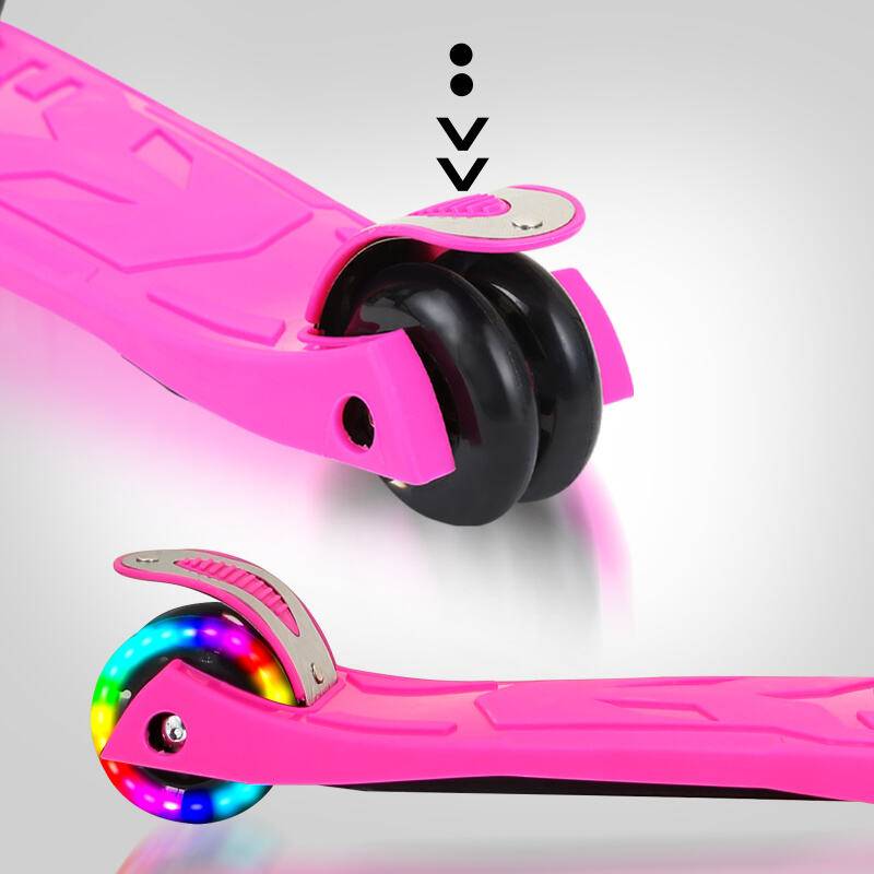 Kinderroller Tretroller Cityroller LED Räder Kickscooter Dreiradscooter Höhenverstellbar Rosa