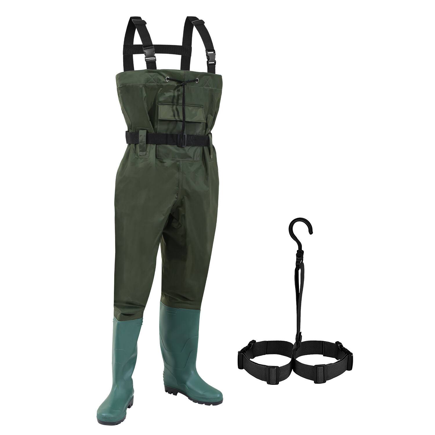 Wathose mit Haken Angelhose Denier Nylon Teichhose mit Gummi Watstiefel Gr.45