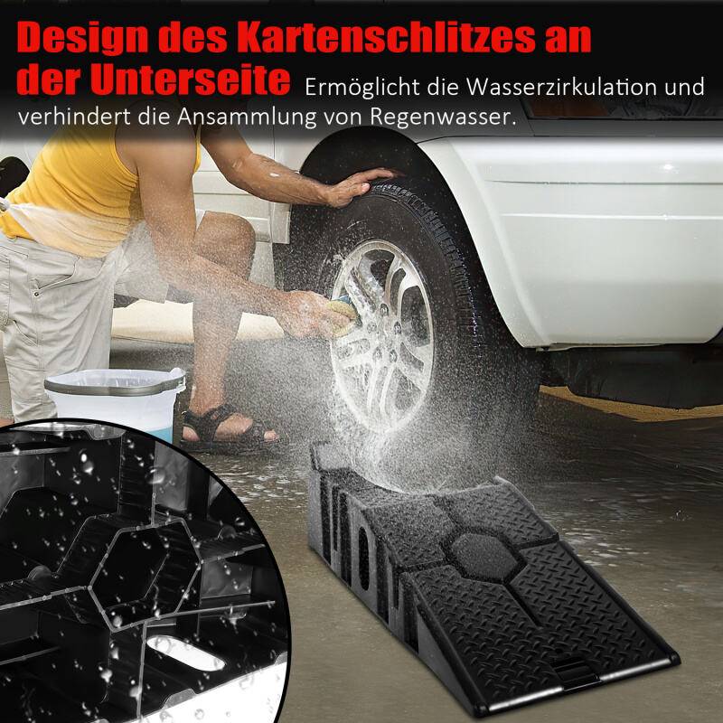 Auffahrrampe 2er Set Kunststoff Schwerlast Rampe bis 3 Tonnen KFZ-Auffahrt Plattform Hebebühne PKW KFZ