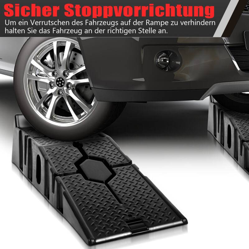Auffahrrampe 2er Set Kunststoff Schwerlast Rampe bis 3 Tonnen KFZ-Auffahrt Plattform Hebebühne PKW KFZ