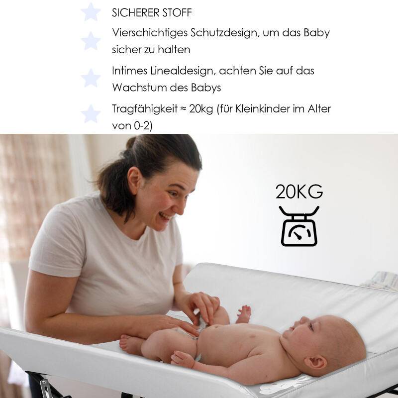 Klappbarer Baby Wickeltisch Wickelkommode Wickelregal Wickelkombination Höhenverstellbarer mit Aufbewahrungskorb Grau