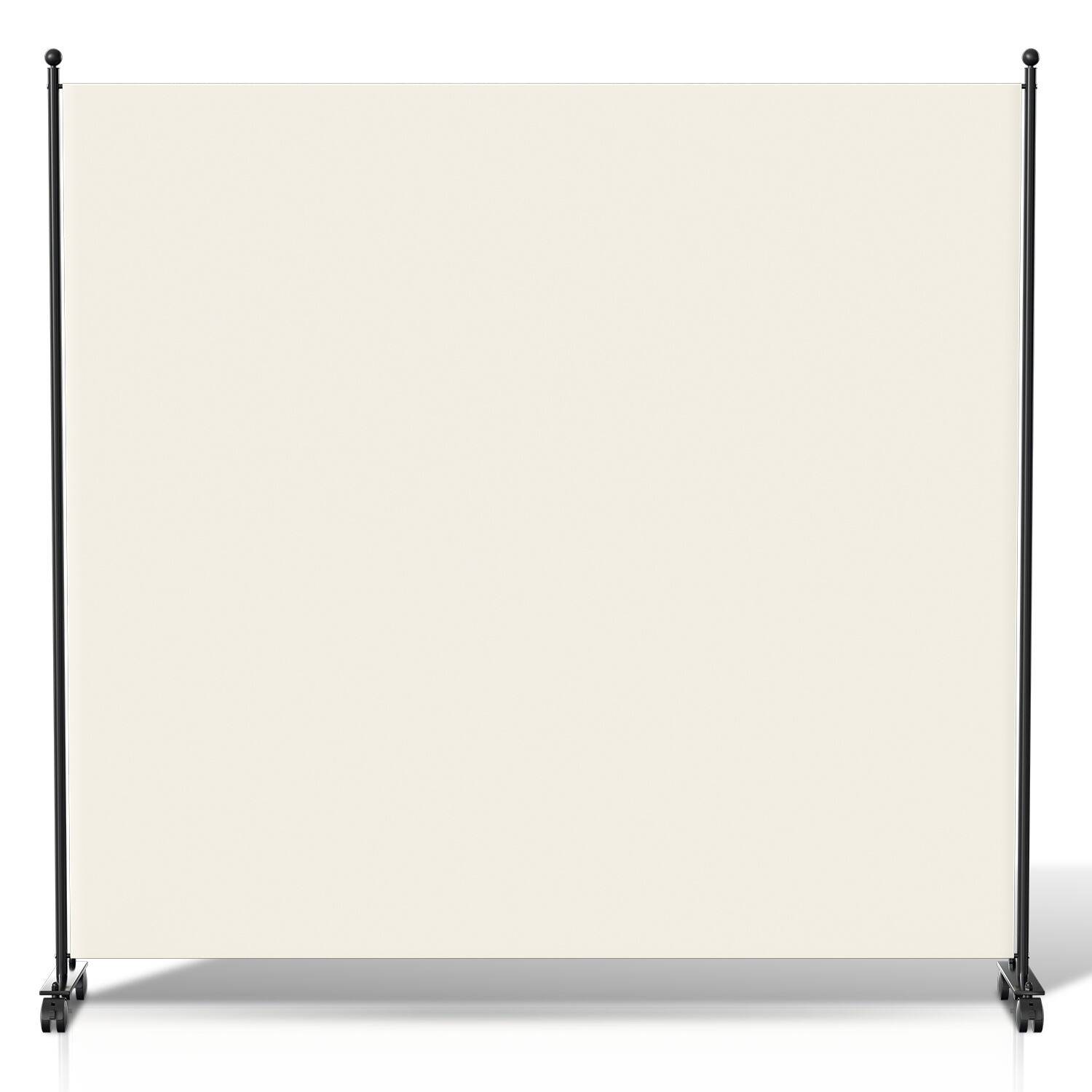 Paravent auf Rollen 1 teilig Beige 187x181 cm Outdoor Raumteiler Garten Spanische Wand Trennwand Raumtrenner