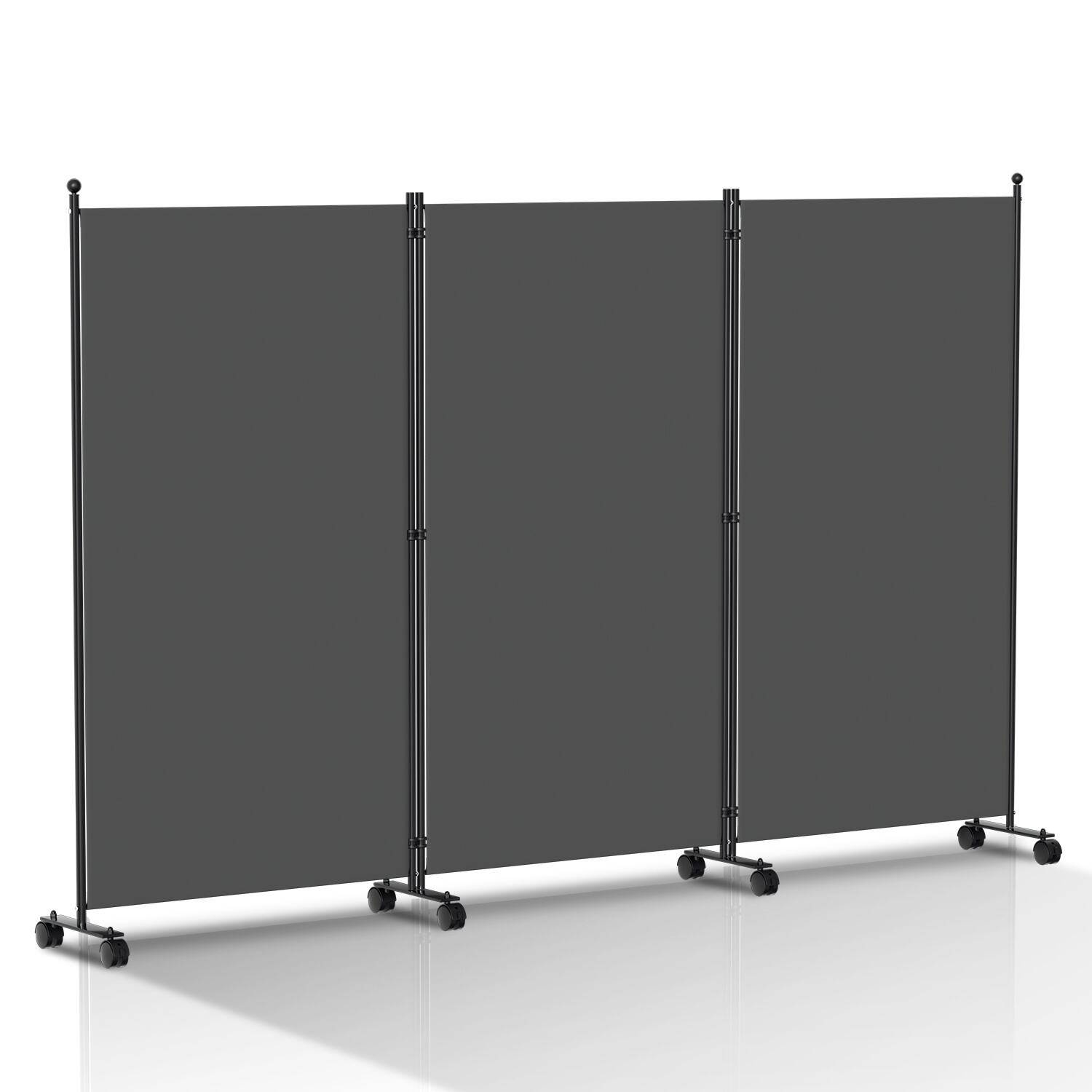 Paravent auf Rollen 3 teilig Anthrazit 263x181 cm Outdoor Raumteiler Garten Spanische Wand Trennwand Raumtrenner