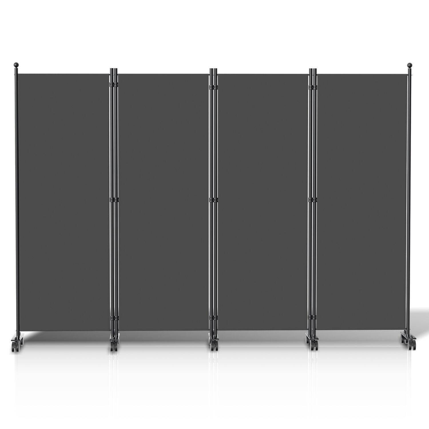 Paravent auf Rollen 4 teilig Anthrazit 228x181 cm Outdoor Raumteiler Garten Spanische Wand Trennwand Raumtrenner