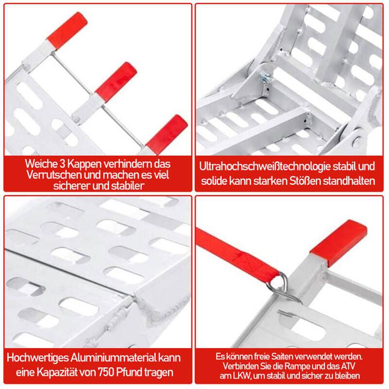 Auffahrrampe Verladerampe Rampe Verladeschiene Auto Laderampe für Motorrad, Anhänger bis 340kg