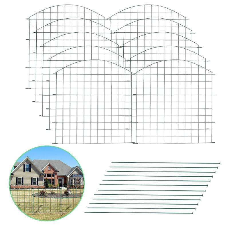 22tlg Set Teichzaun mit 10 Zaunelemente und 12 Befestigungsstäben, Gartenzaun Zaun Teich, Gartenzaun Grün, Welpenauslauf, Freigehege(Oberbogen)