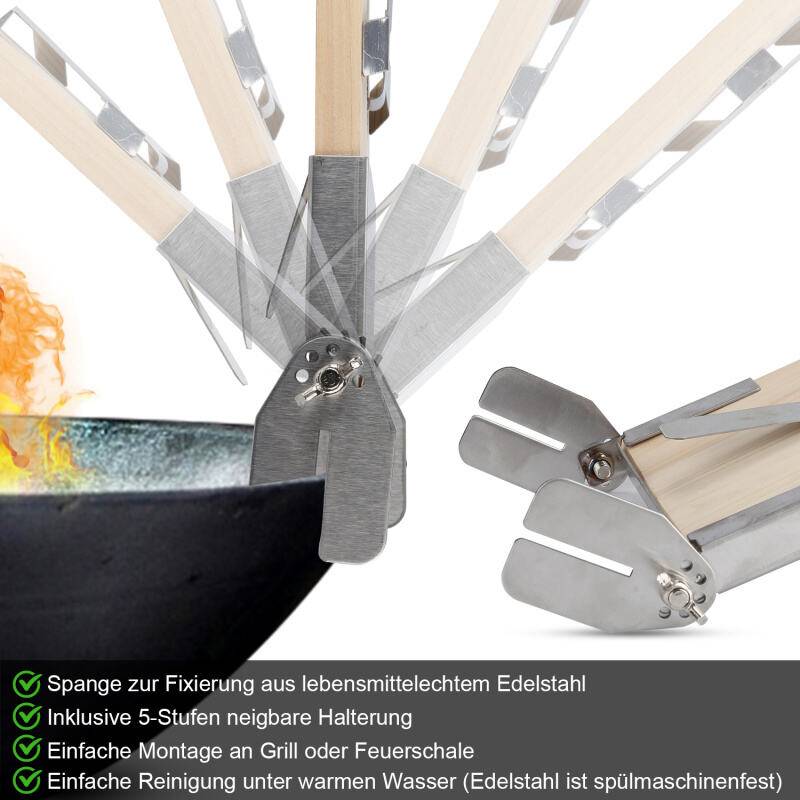 Flammlachsbrett Räucherbrett 2er Set Holzplatten mit sehr stabilen Halterungen