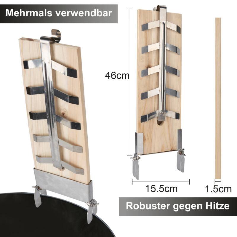 Flammlachsbrett Räucherbrett 2er Set Holzplatten mit sehr stabilen Halterungen