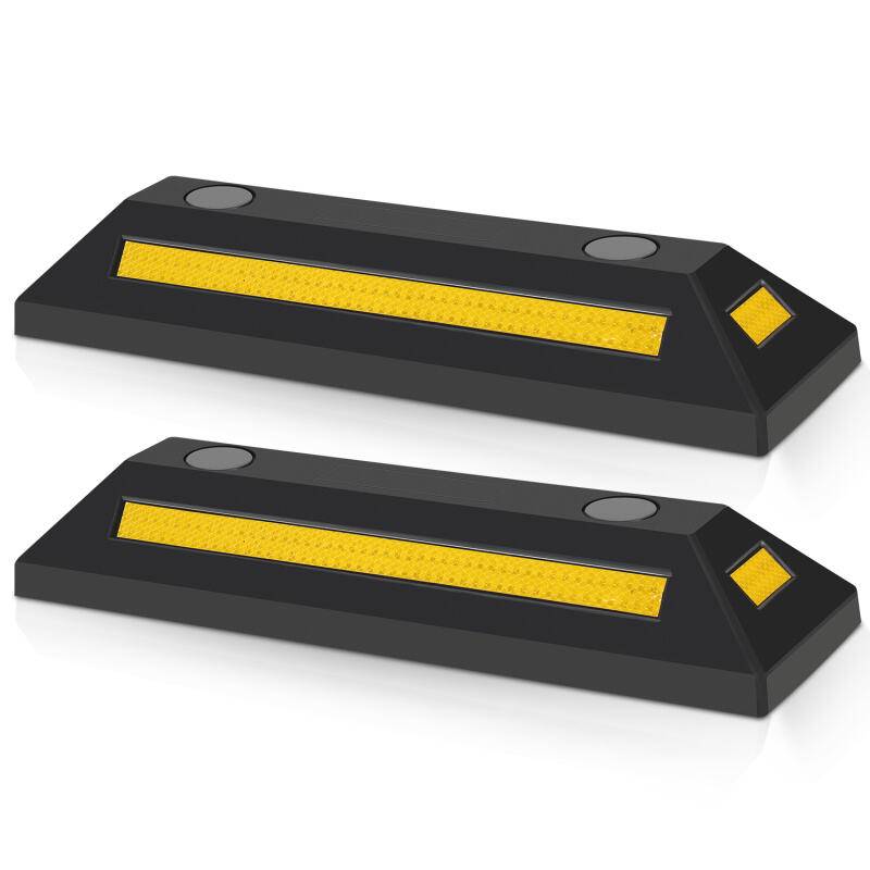 2X Radstopper Abstand Anfahrschutz Set Reflexband schwarz Ebonite-Hartkautschuk