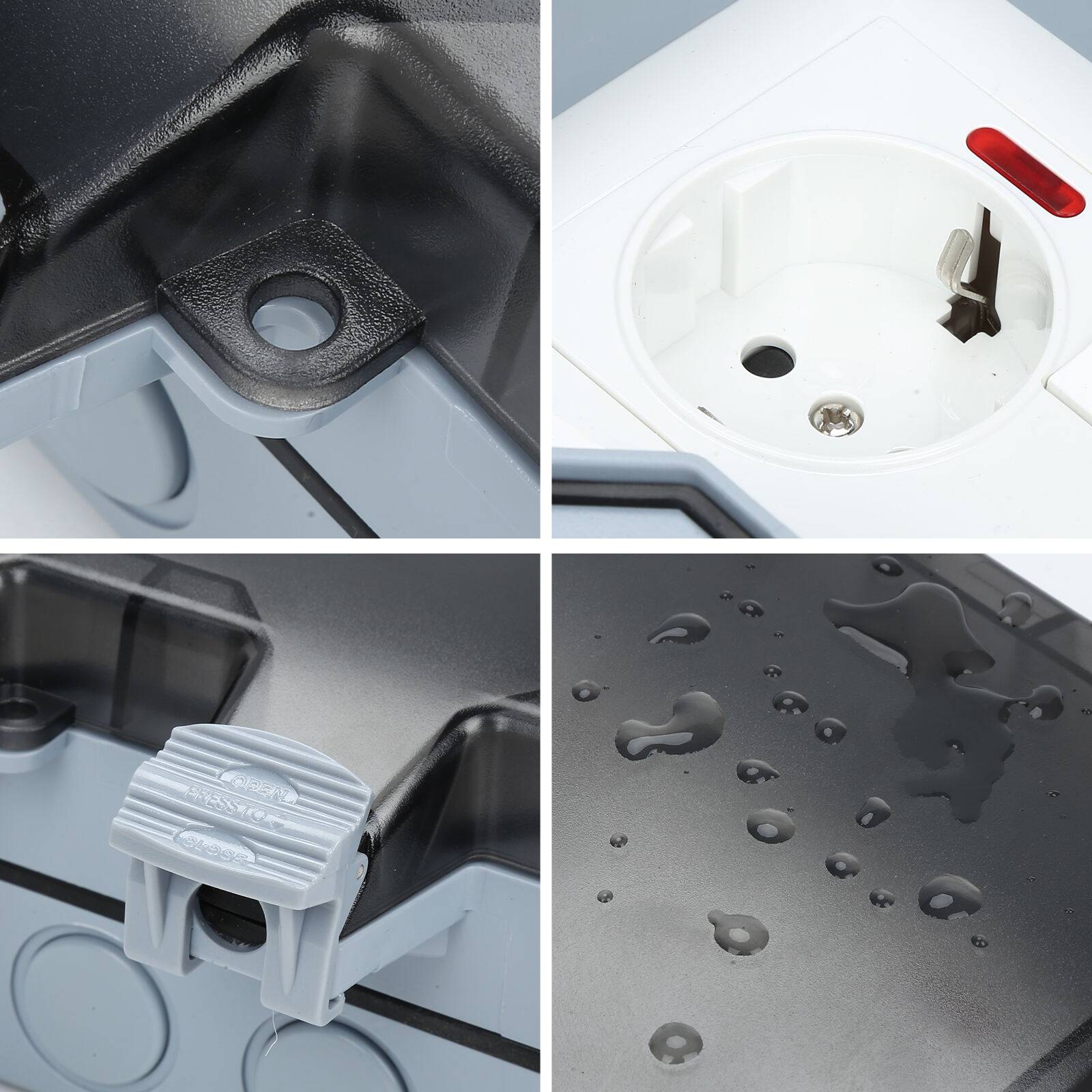 Außensteckdose IP66 Feuchtraum Aufputz Wetterfest Gartensteckdose mit Schalter Wasserdicht Wandsteckdosen