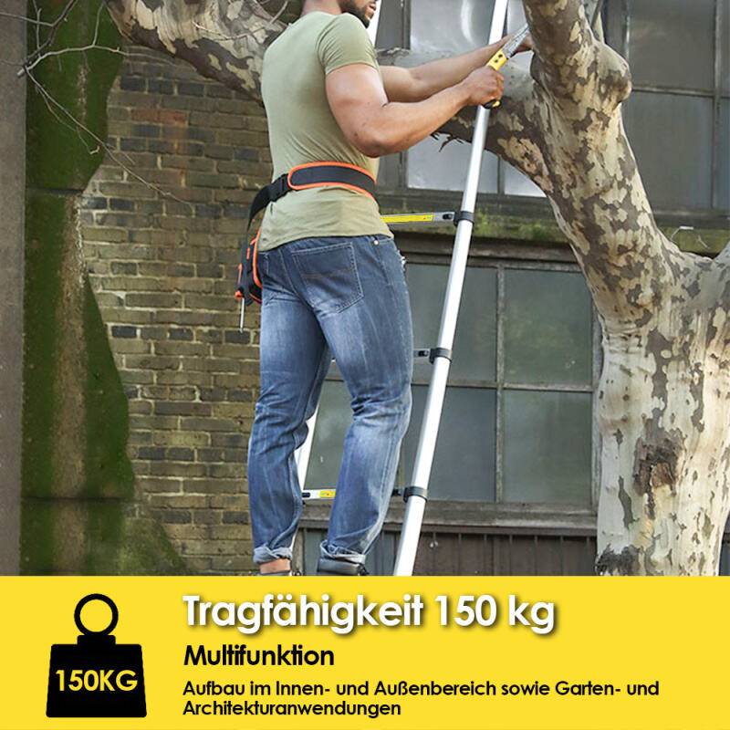 Teleskopleiter Ausziehleiter Klappleiter Stabil Aluminium Stehleiter 2,6m Silber ohne haken