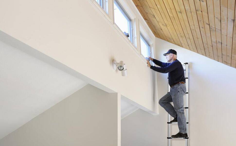 Teleskopleiter Ausziehleiter Klappleiter Stabil Aluminium Stehleiter 4,4m Silber mit haken