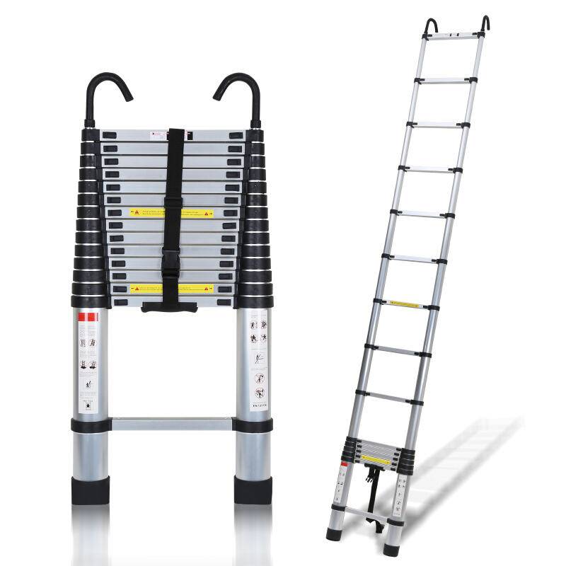 Teleskopleiter Ausziehleiter Klappleiter Stabil Aluminium Stehleiter 4,4m Silber mit haken