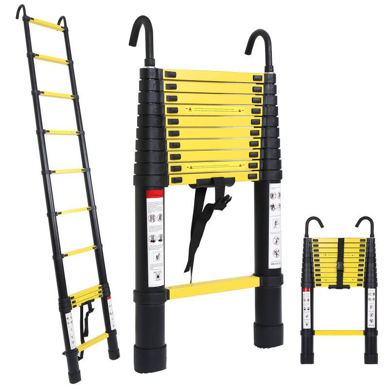 Teleskopleiter 3,2m mit haken Stehleiter Ausziehleiter Stabil Aluminium bis 150kg