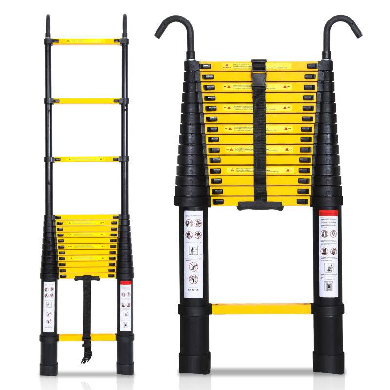 Teleskopleiter 4,4m mit haken Stehleiter Ausziehleiter Stabil Aluminium bis 150kg