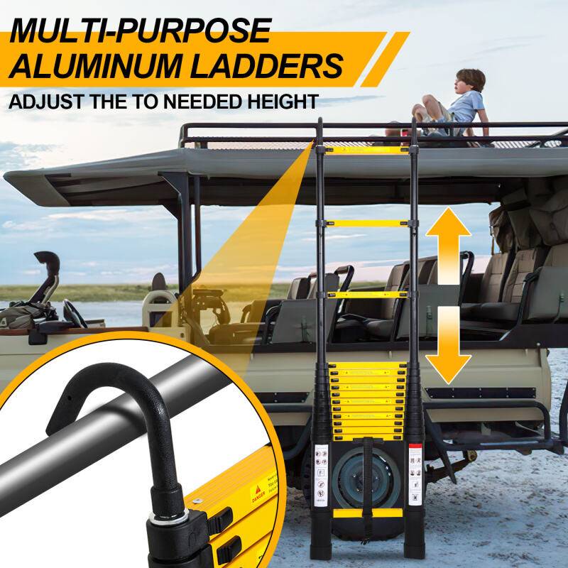 Teleskopleiter 4,4m mit haken Stehleiter Ausziehleiter Stabil Aluminium bis 150kg