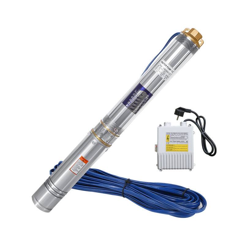 Tiefbrunnenpumpe Deep Well Brunnenpumpe Tauchpumpe 4000 l/h 3.4bar 92mm 20m Kabel 3.4bar max 0.37kW