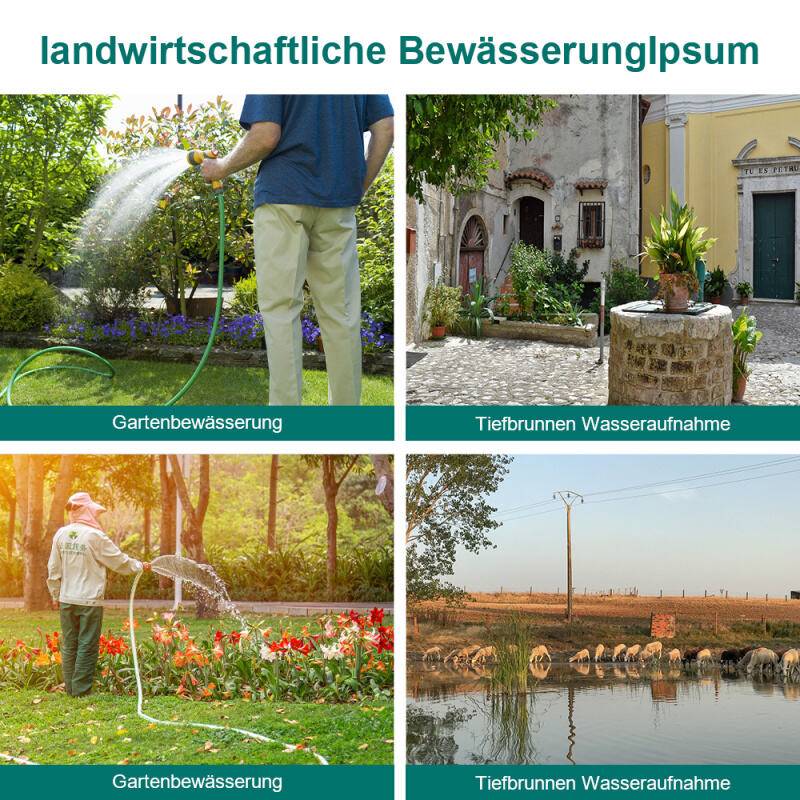 Tiefbrunnenpumpe Deep Well Brunnenpumpe Tauchpumpe 4000 l/h 8.1bar 92mm 20m Kabel 8.1bar max 1.1kW