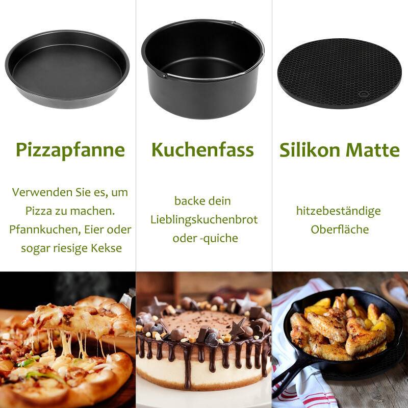 12tlg Heißluftfritteuse Zubehör für Luftfritteusen Heißluftfritteuse Zubehör Küchenmaschinen Zubehör-Set 7 Zoll