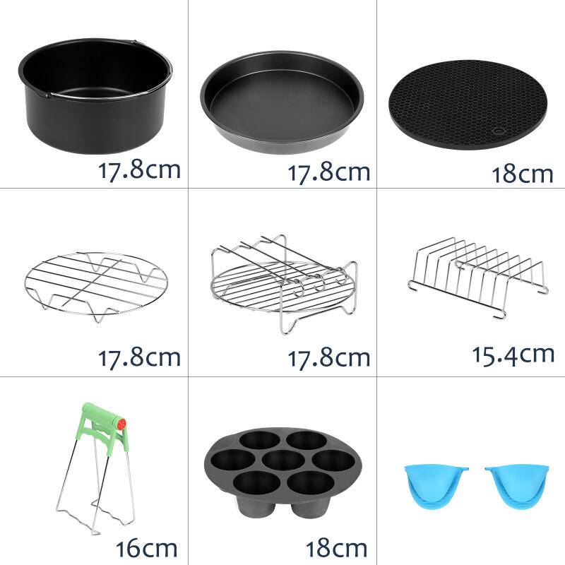 12tlg Heißluftfritteuse Zubehör für Luftfritteusen Heißluftfritteuse Zubehör Küchenmaschinen Zubehör-Set 7 Zoll