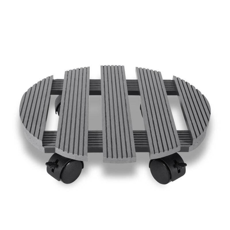 1x Pflanzenroller Blumenroller Rollbrett bis 80 Kg WPC 30 x 30 x 7.5 cm Rund Grau