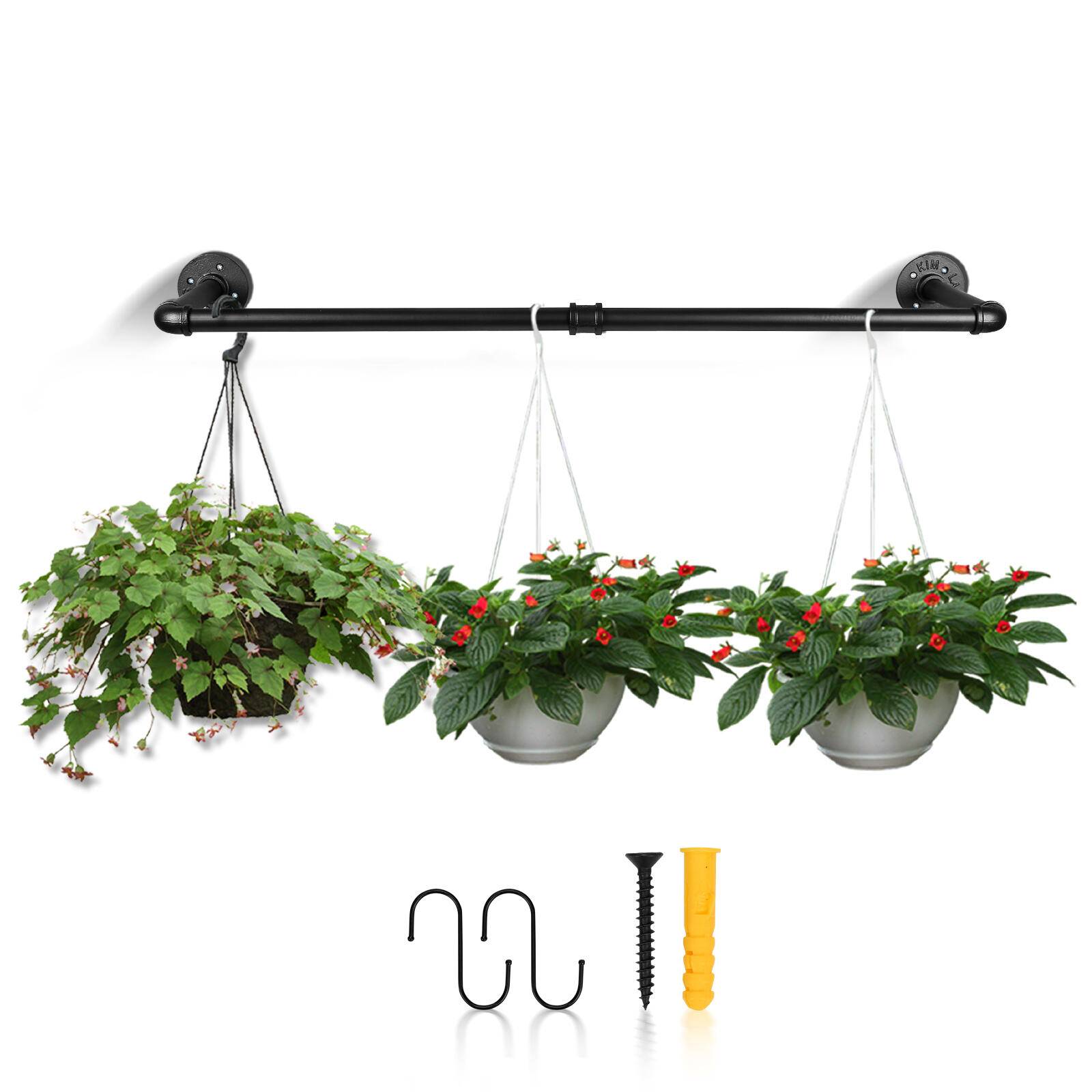 Kleiderständer für die Wand, Schwerlast Kleiderstange im Industrie-Design, Wandmontage Garderobenstange Garderobenständer mit 12 Haken, 92cm Länge