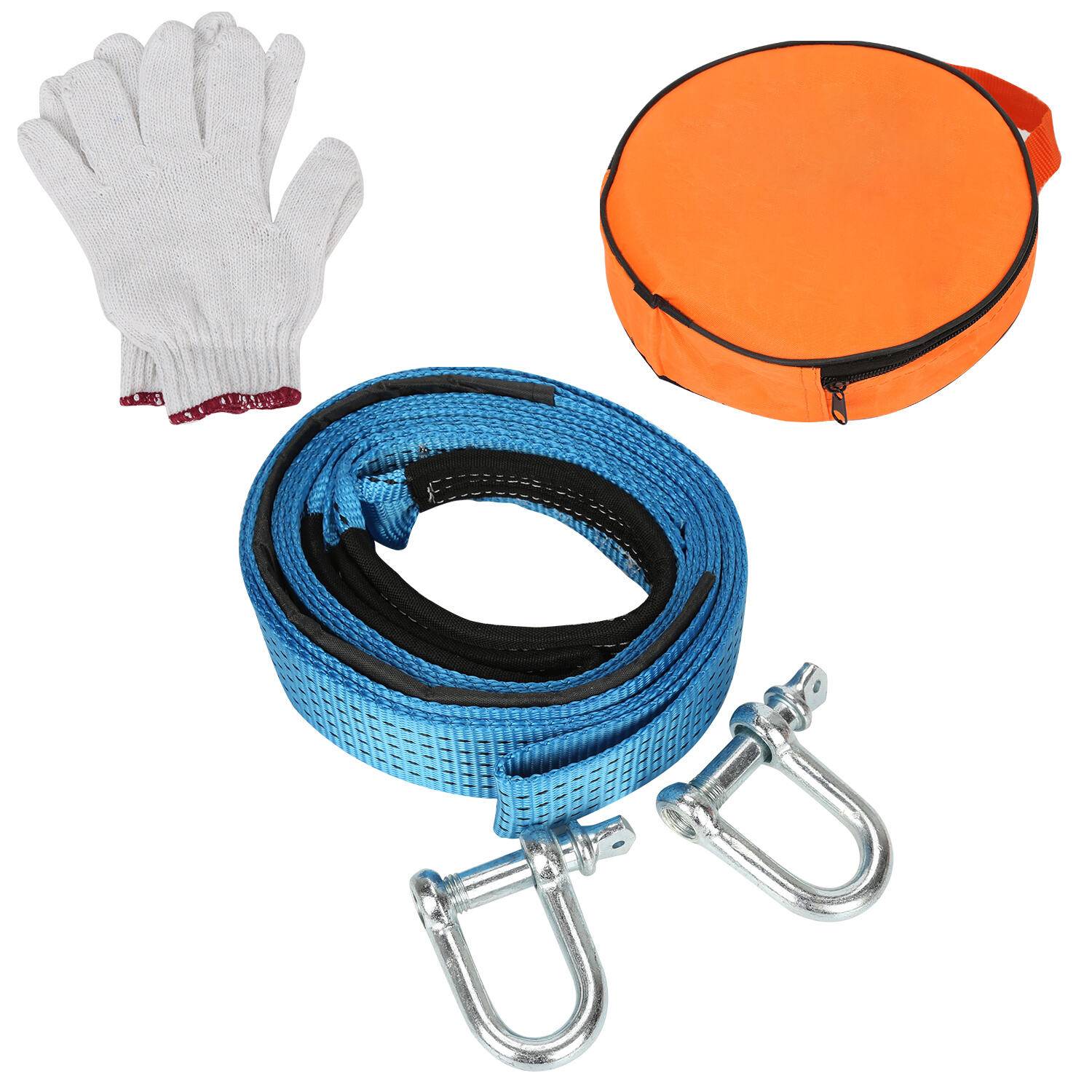 Abschleppseil mit reflektierendem Streifen 5 cm x 5 m,BlauesTragfähigkeit bis zu 8 Tonnen, mit 2 Karabinerhaken