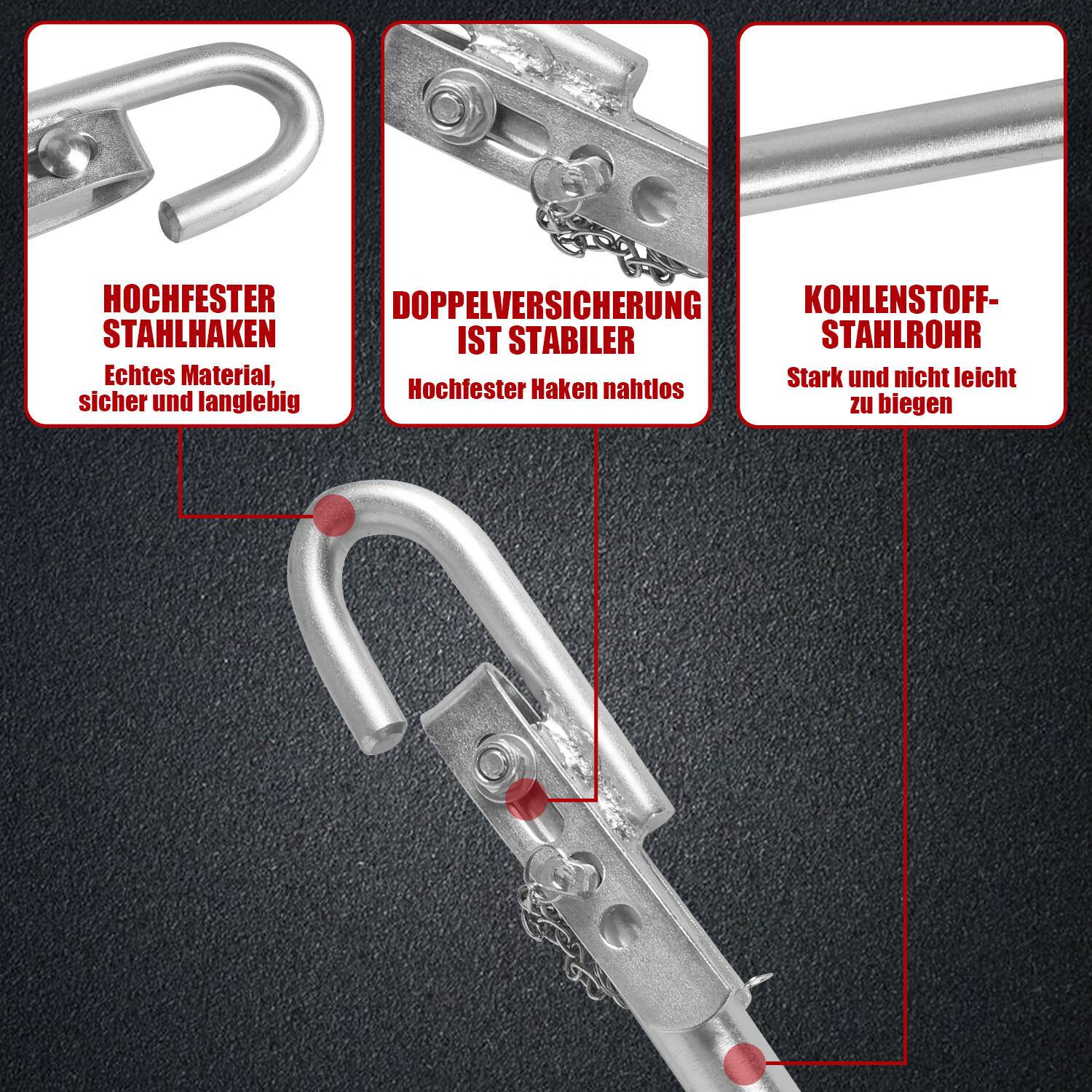 Abschleppstange Sicherheit Kfz Pannenhilfe Abschleppstange bis zu2tonnen 1,8m 3 teilig