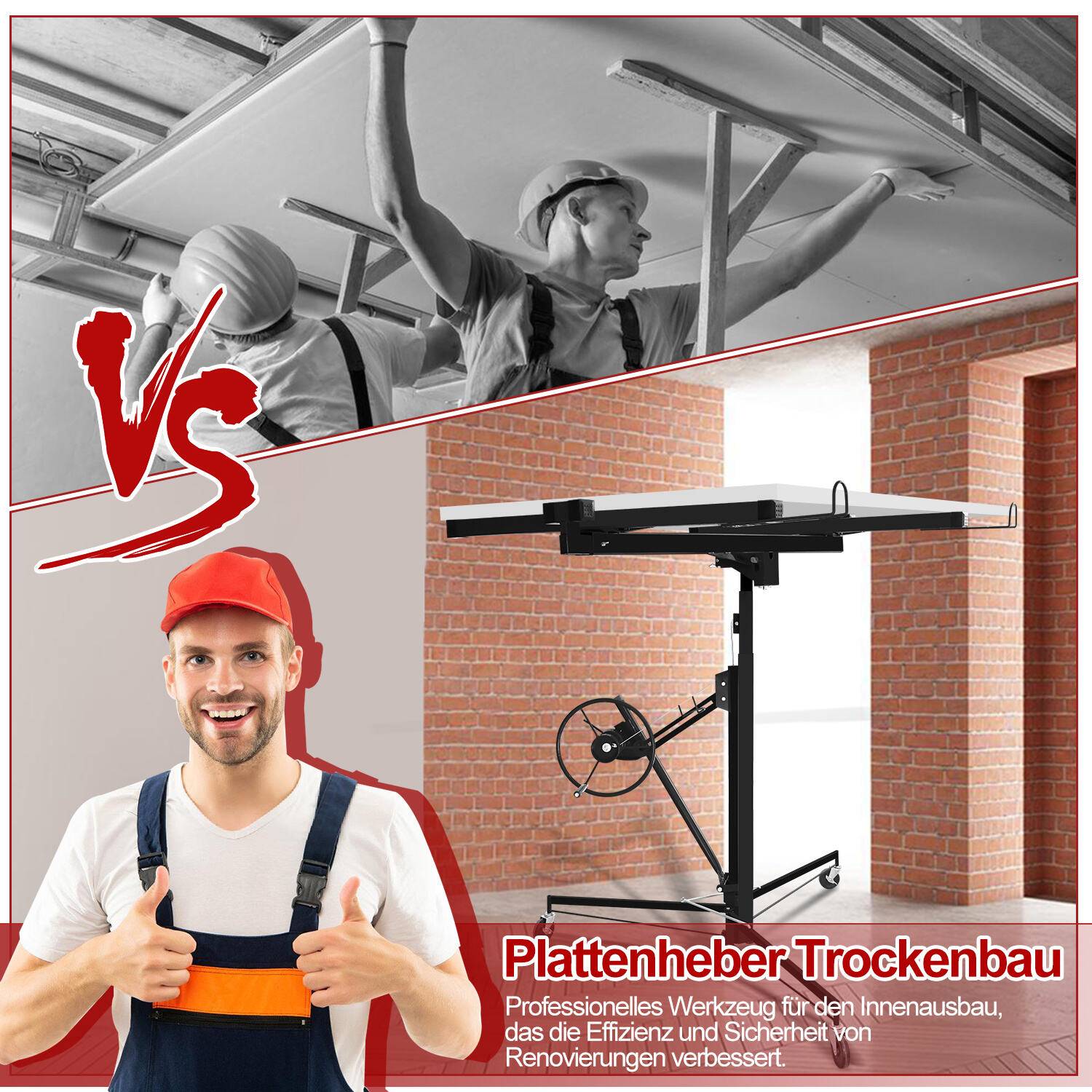 Plattenheber Montierhilfe XXL Rigipsplatten Panelheber Panel klappbar Panelheber