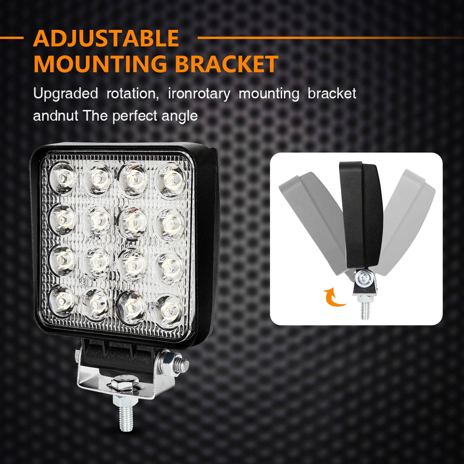 2 Stück LED Arbeitsleuchte LED Arbeitsscheinwerfer 48W 10-30V DC KFZ Scheinwerfer IP67 Offroad JEEP, Halogen, Neutralweiss, Leistungsstarkes Licht