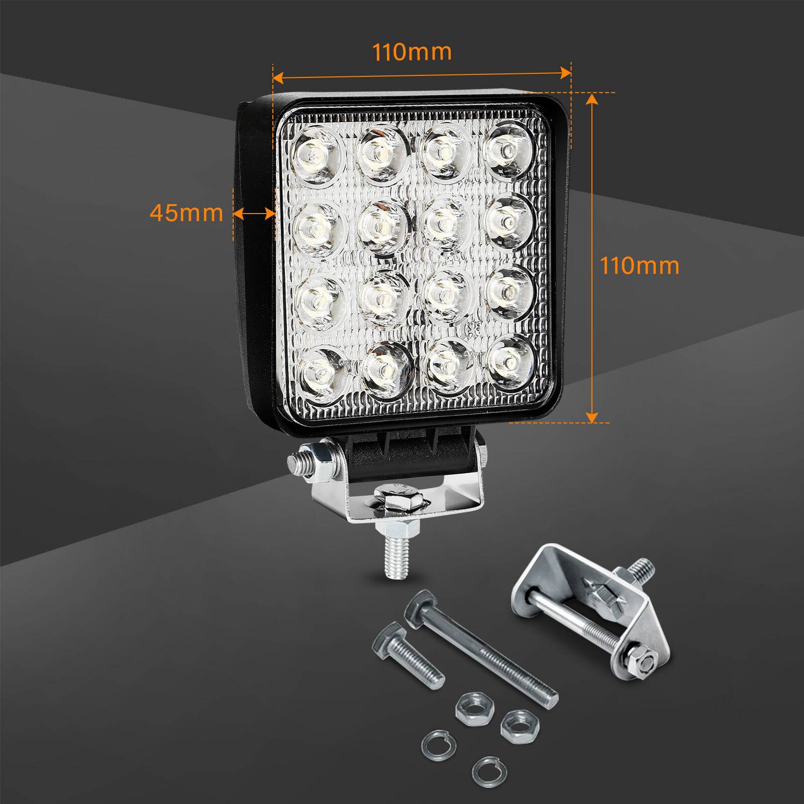 2 Stück LED Arbeitsleuchte LED Arbeitsscheinwerfer 48W 10-30V DC KFZ Scheinwerfer IP67 Offroad JEEP, Halogen, Neutralweiss, Leistungsstarkes Licht