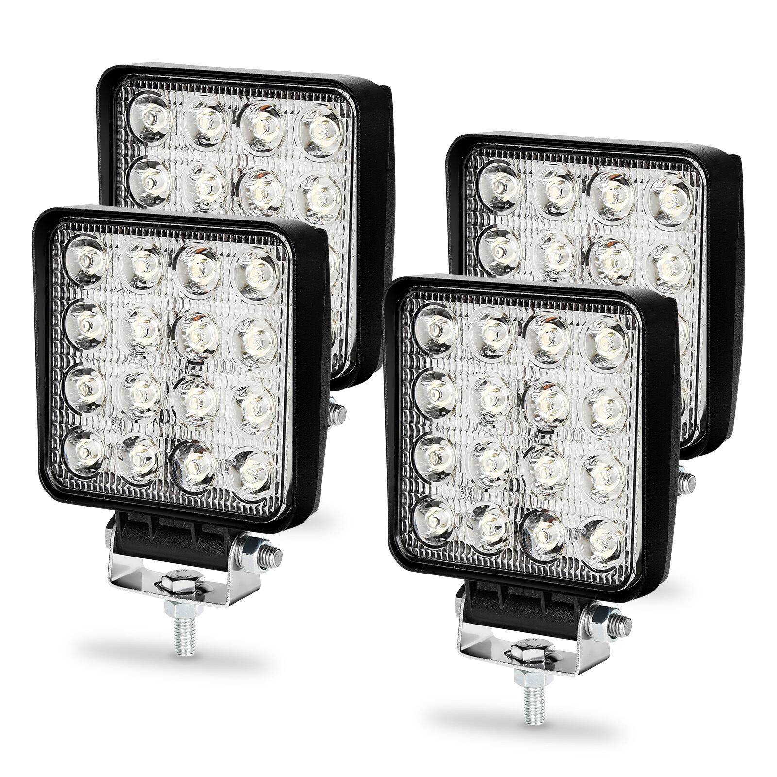 4 Stück LED Arbeitsleuchte LED Arbeitsscheinwerfer 48W 10-30V DC KFZ Scheinwerfer IP67 Offroad JEEP, Halogen, Neutralweiss, Leistungsstarkes Licht