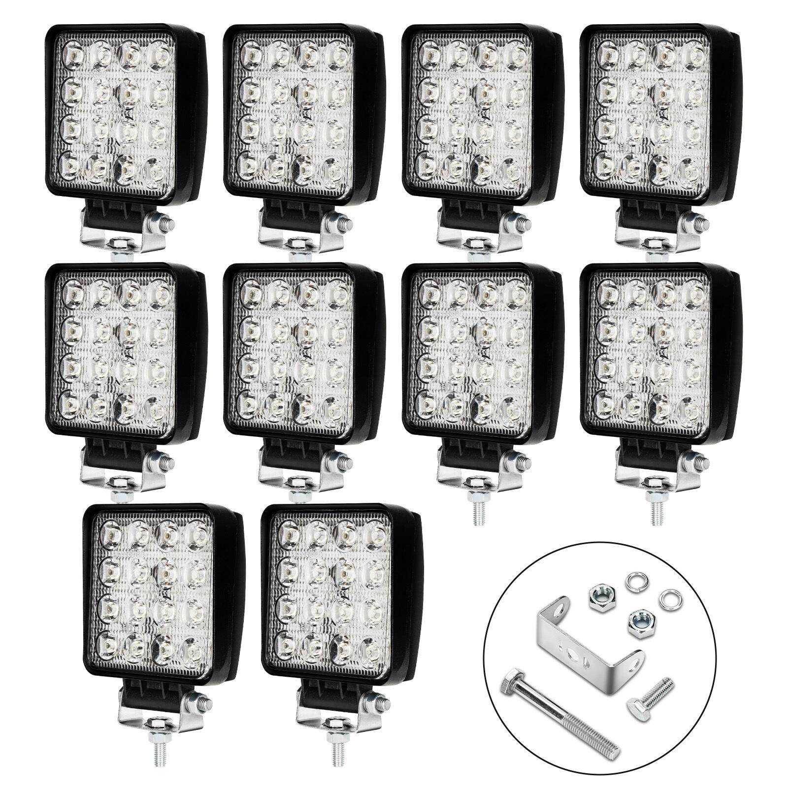 10 Stück LED Arbeitsleuchte LED Arbeitsscheinwerfer 48W 10-30V DC KFZ Scheinwerfer IP67 Offroad JEEP, Halogen, Neutralweiss, Leistungsstarkes Licht