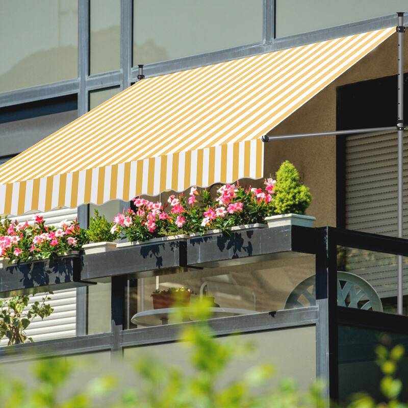 Markise ohne Bohren Klemmmarkise Balkonmarkise für Terrasse Balkon 350cm Weiß Gelb