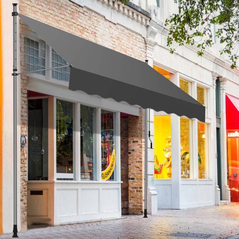 Markise ohne Bohren Klemmmarkise Balkonmarkise für Terrasse Balkon 250cm Grau