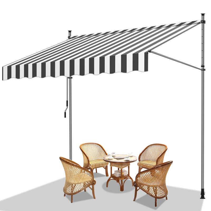 Markise ohne Bohren Klemmmarkise Balkonmarkise für Terrasse Balkon 250cm Weiß Grau