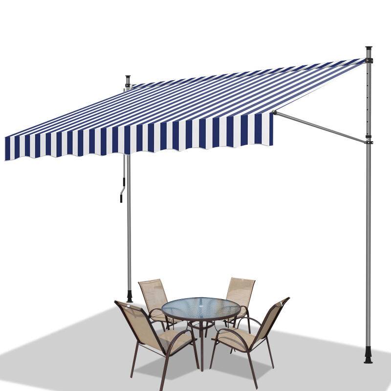 Markise ohne Bohren Klemmmarkise Balkonmarkise für Terrasse Balkon 300cm Weiß Blau