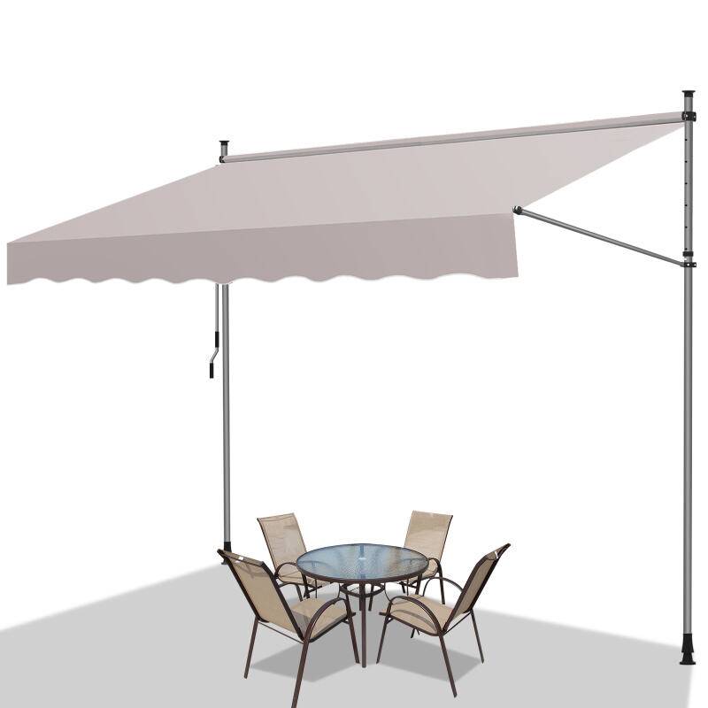 Markise ohne Bohren Klemmmarkise Balkonmarkise für Terrasse Balkon 350cm Beige