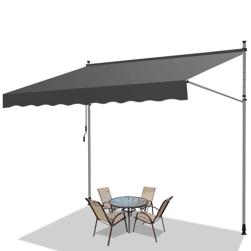 Markise ohne Bohren Klemmmarkise Balkonmarkise für Terrasse Balkon 400cm Grau