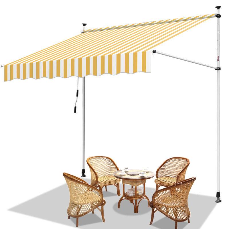 Klemmmarkise Markise ohne Bohren Höhenverstellbare Balkonmarkise Sonnenmarkise Balkon 200cm Weiß Gelb