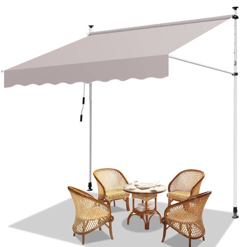 Klemmmarkise Markise ohne Bohren Höhenverstellbare Balkonmarkise Sonnenmarkise Balkon 200cm Beige