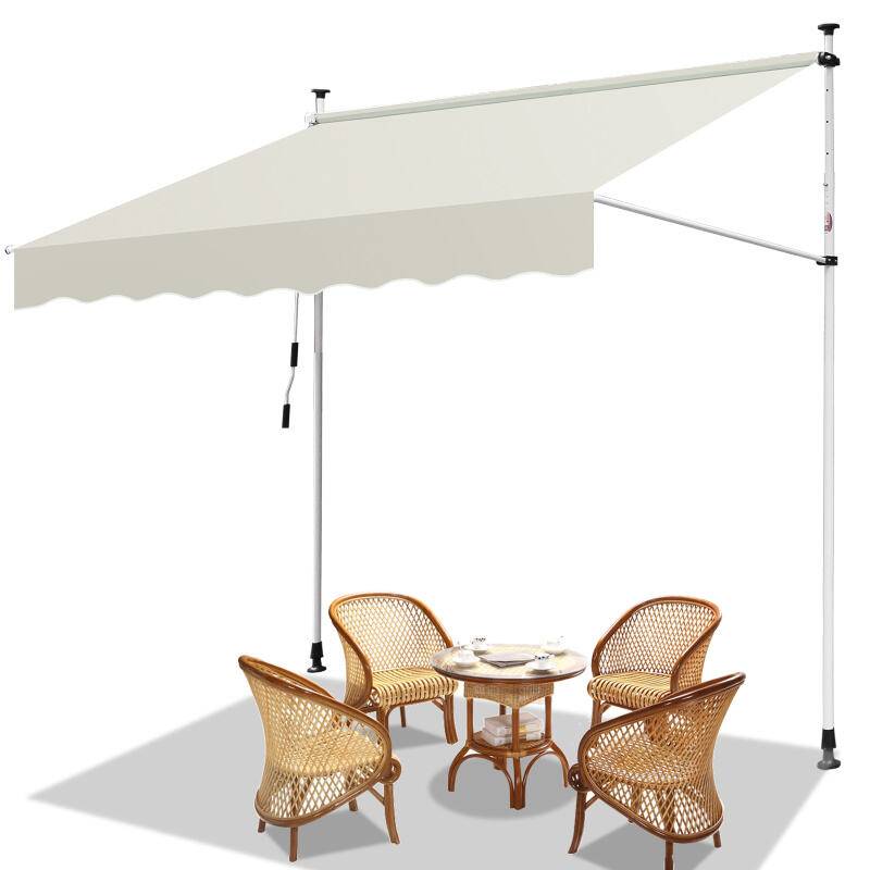 Klemmmarkise Markise ohne Bohren Höhenverstellbare Balkonmarkise Sonnenmarkise Balkon 200cm Creme