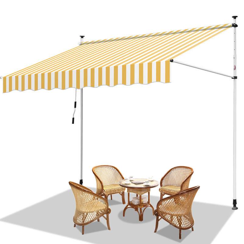 Klemmmarkise Markise ohne Bohren Höhenverstellbare Balkonmarkise Sonnenmarkise Balkon 250cm Weiß Gelb