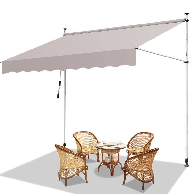 Klemmmarkise Markise ohne Bohren Höhenverstellbare Balkonmarkise Sonnenmarkise Balkon 250cm Beige