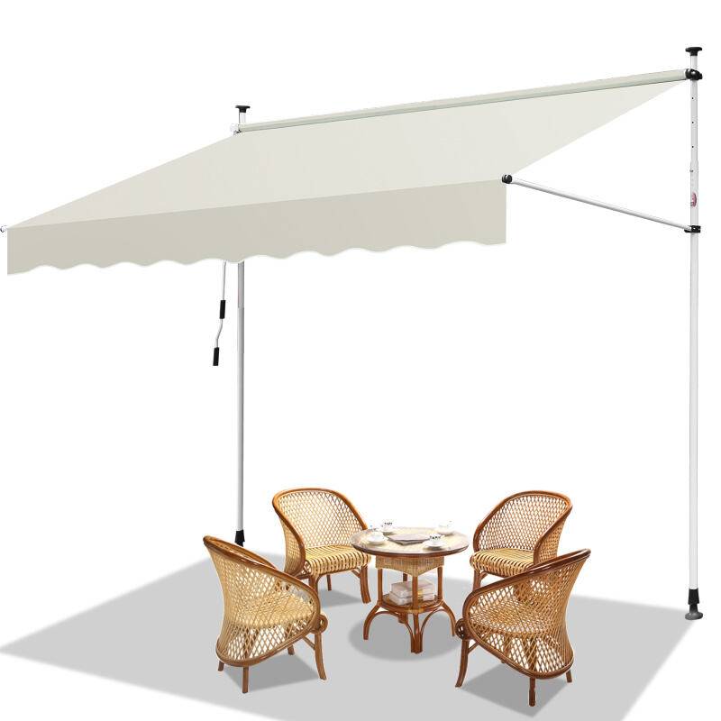 Klemmmarkise Markise ohne Bohren Höhenverstellbare Balkonmarkise Sonnenmarkise Balkon 250cm Creme