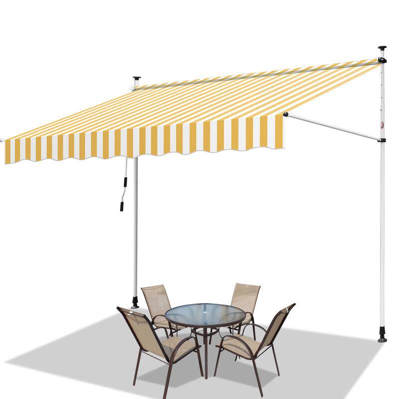 Klemmmarkise Markise ohne Bohren Höhenverstellbare Balkonmarkise Sonnenmarkise Balkon 300cm Weiß Gelb